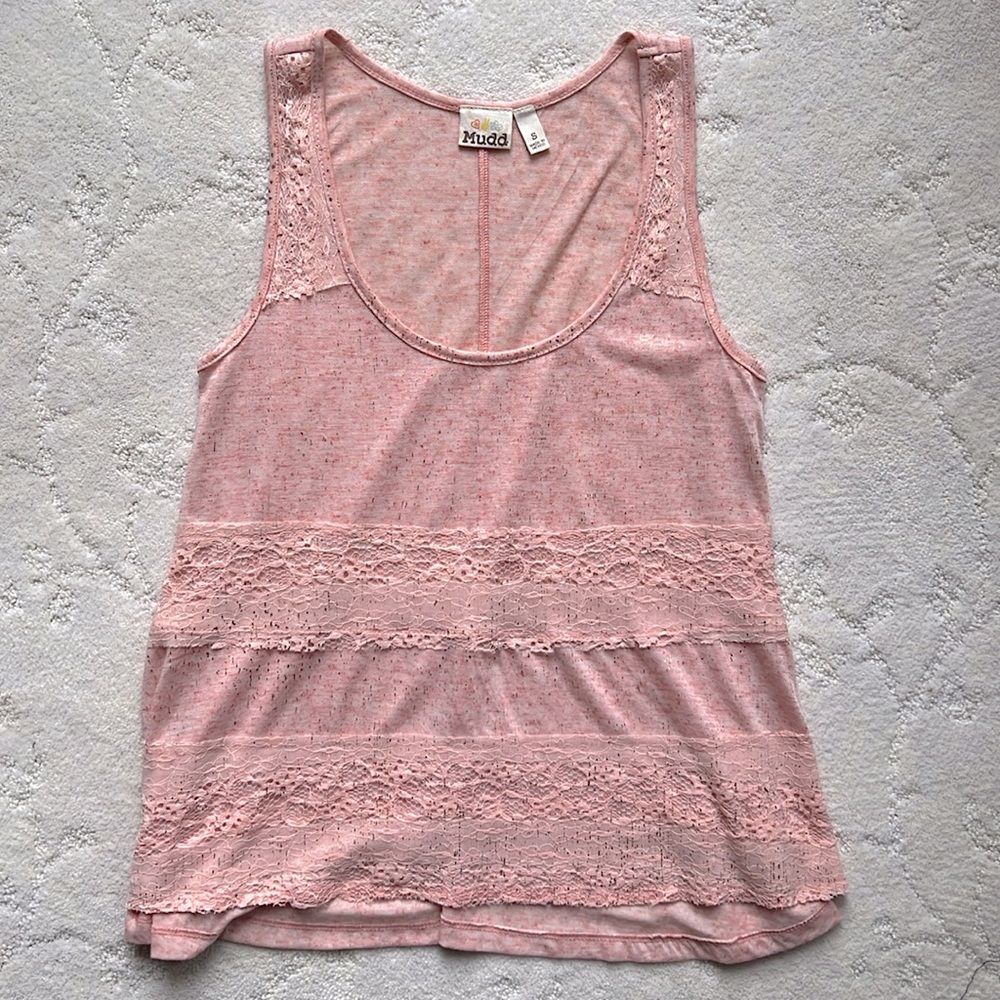 NWOT Peach 🍑 Melba Color w/Metallic Gold Accent MUDD Brand Tank Top, size Small
